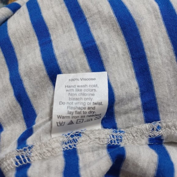 Madewell Blue Gray Striped Scoop Neck Pocket Tee Shirt - Picture 5 of 10